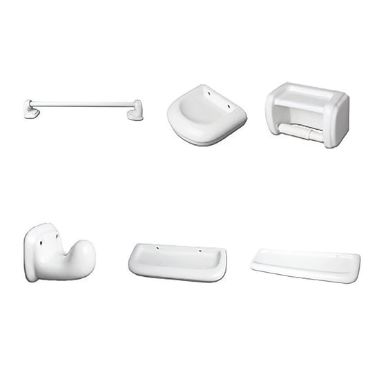CERAMIC BATHROOM ACCESSORIES 6 PCS SET WHITE MILANO