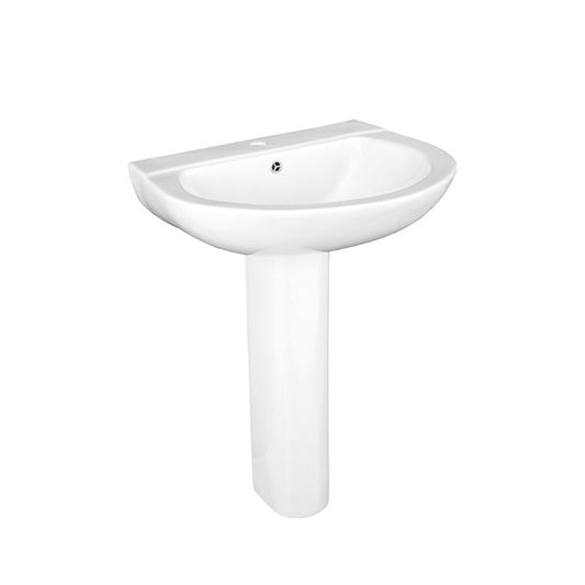 MILANO WASH BASIN FULL PEDESTAL 430 610X475X850MM WHITE